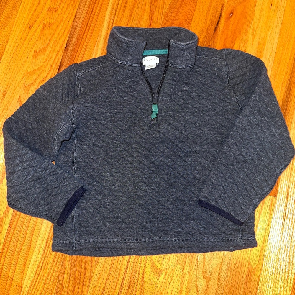 Crewcuts J. Crew, Charcoal Quilted Half-Zip Pullover